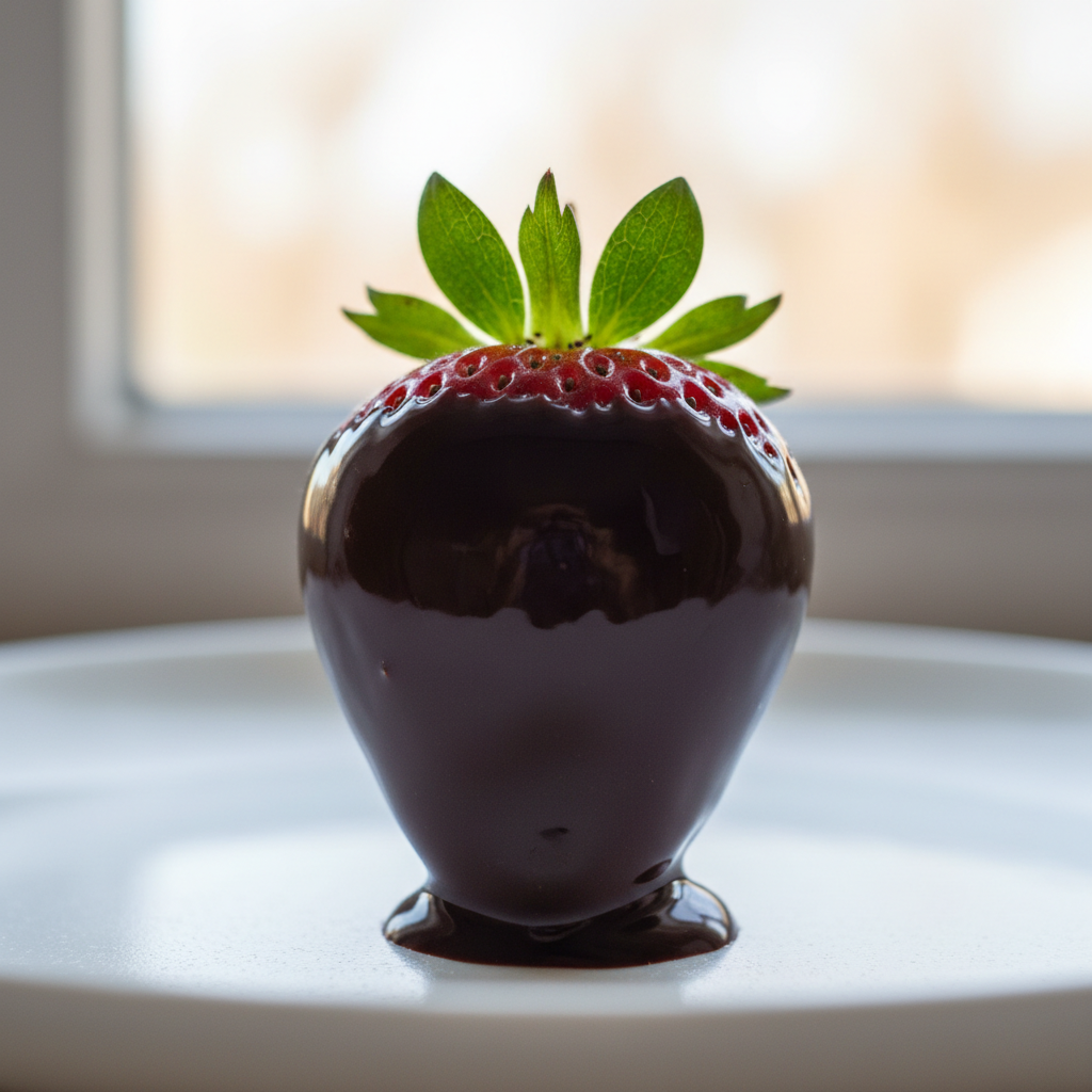 zoom back to show the entire strawberry